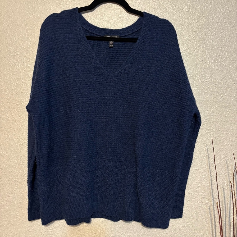 Eileen Fisher Deep Navy V-Neck Sweater
